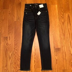 Express Ankle Legging High Rise Dark Rinse Fray Hem Blue Denim Jeggings 00S